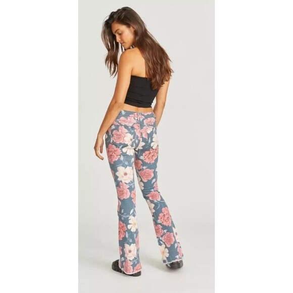 Driftwood Eva Masquerade Lw Rise Floral Print Bootcut Stretch Denim Jeans 26×32 - Picture 2 of 15